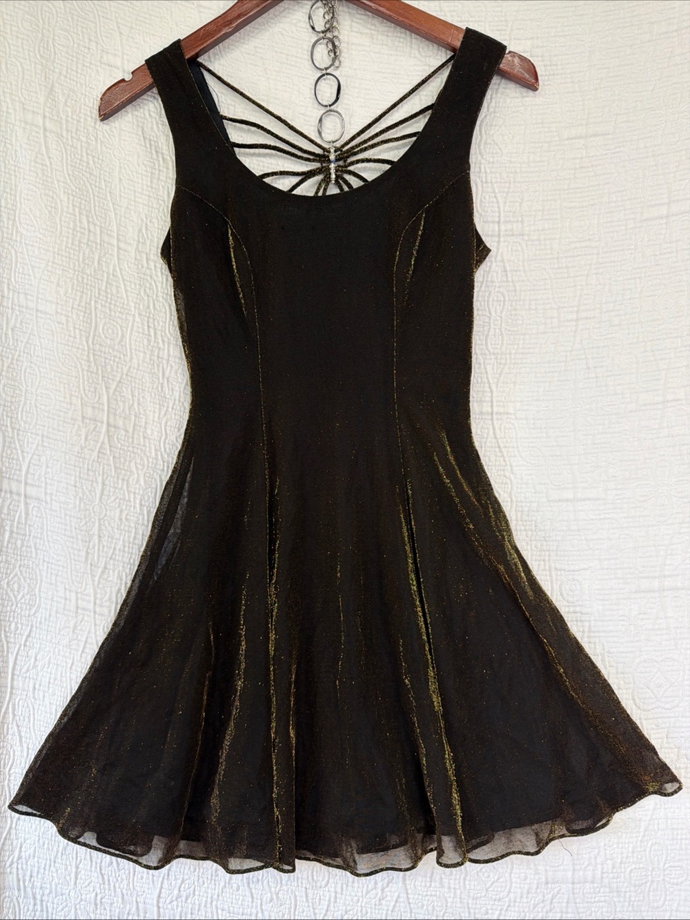 Vintage Y2K 90 Mini Dress Women Size 3 4 Metallic Whimsigoth Fairy Party Sparkly
